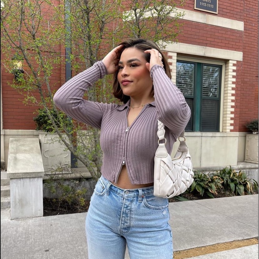 Zipper long sleeve top